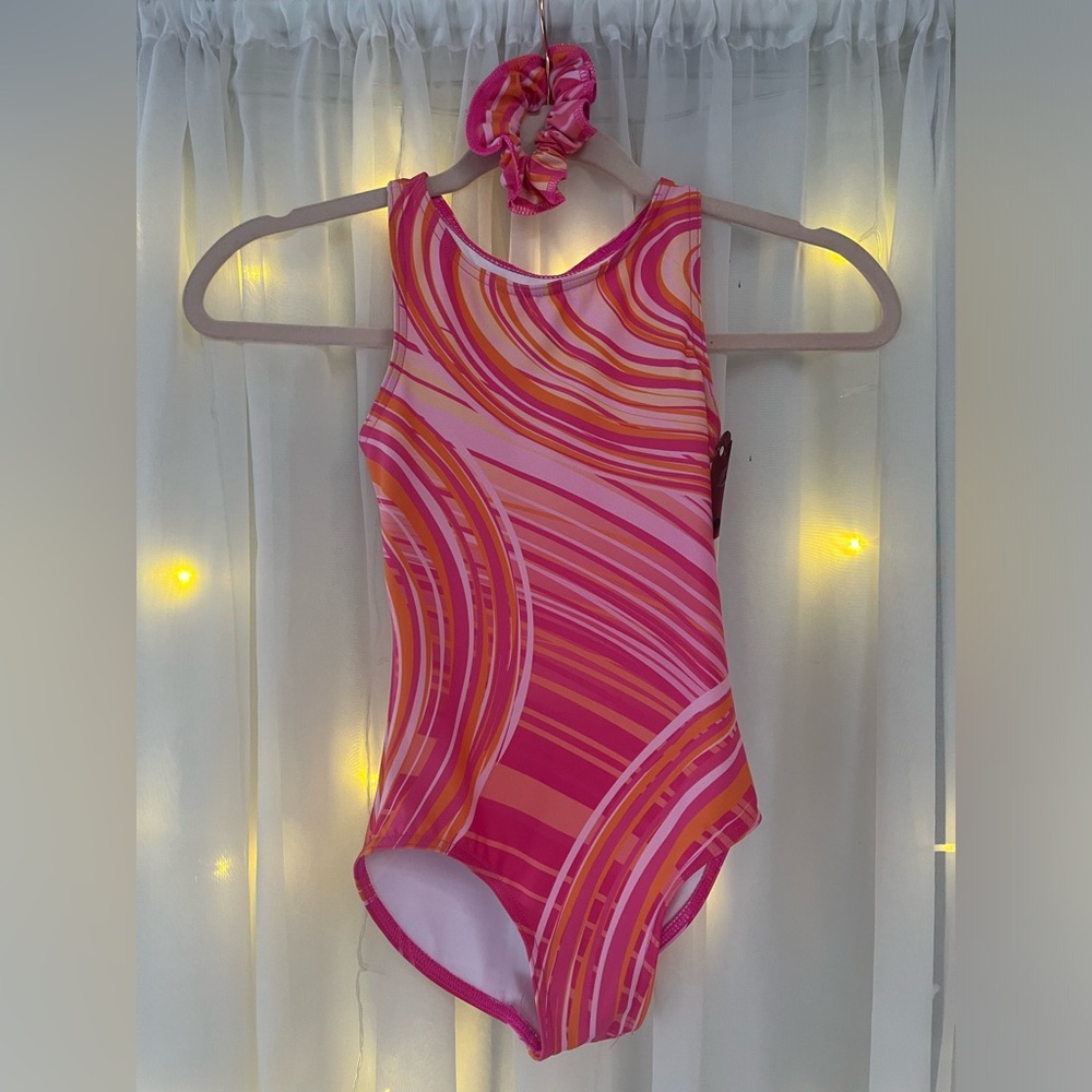 Balera Pink and Orange Leotard w/ Scrunchie